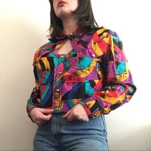 Vintage Banjo Button Down LongSleeve Western Shirt